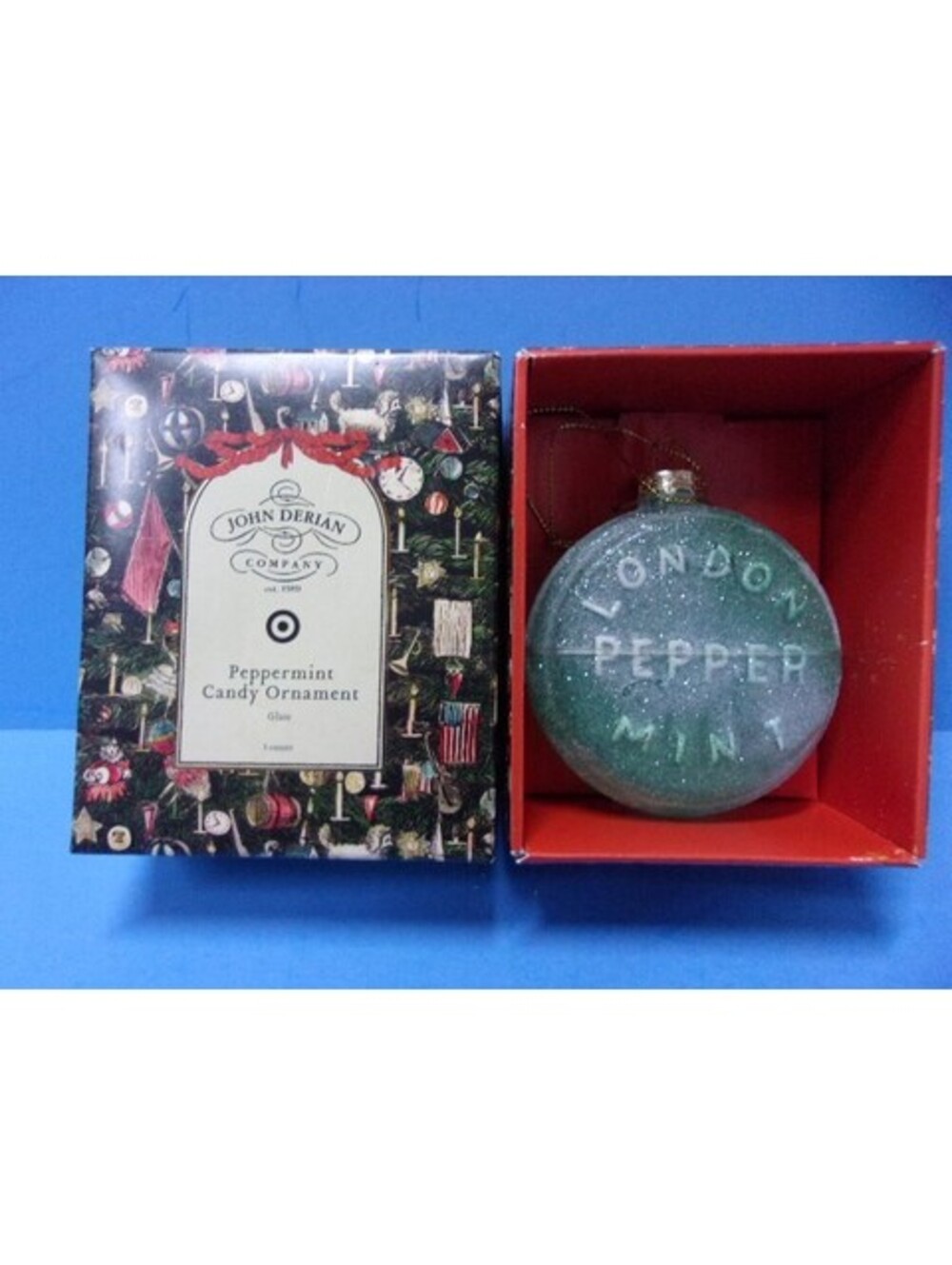 John Derian Target 2025 Glass London Peppermint Candy Christmas Ornament NIB